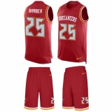 Men's Nike Tampa Bay Buccaneers #25 Peyton Barber Limited Red Tank Top Suit NFL Jersey