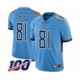 Men's Tennessee Titans #81 Jonnu Smith Light Blue Alternate Vapor Untouchable Limited Player 100th Season Football Jersey