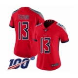 Women's Tennessee Titans #13 Taywan Taylor Limited Red Inverted Legend 100th Season Football Jersey