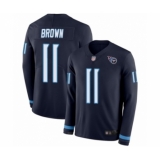 Youth Tennessee Titans #11 A.J. Brown Limited Navy Blue Therma Long Sleeve Football Jersey