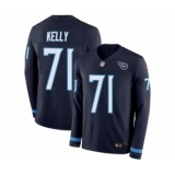 Men's Nike Tennessee Titans #71 Dennis Kelly Limited Navy Blue Therma Long Sleeve NFL Jersey