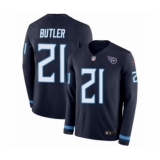 Men's Nike Tennessee Titans #21 Malcolm Butler Limited Navy Blue Therma Long Sleeve NFL Jersey