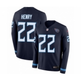 Men's Nike Tennessee Titans #22 Derrick Henry Limited Navy Blue Therma Long Sleeve NFL Jersey