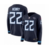 Women's Nike Tennessee Titans #22 Derrick Henry Limited Navy Blue Therma Long Sleeve NFL Jersey