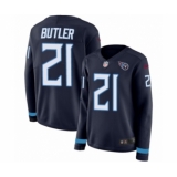Women's Nike Tennessee Titans #21 Malcolm Butler Limited Navy Blue Therma Long Sleeve NFL Jersey