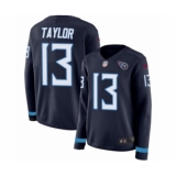 Women's Nike Tennessee Titans #13 Taywan Taylor Limited Navy Blue Therma Long Sleeve NFL Jersey