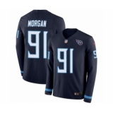 Youth Nike Tennessee Titans #91 Derrick Morgan Limited Navy Blue Therma Long Sleeve NFL Jersey