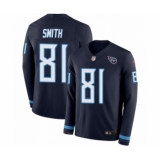 Youth Nike Tennessee Titans #81 Jonnu Smith Limited Navy Blue Therma Long Sleeve NFL Jersey