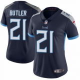 Women's Nike Tennessee Titans #21 Malcolm Butler Navy Blue Team Color Vapor Untouchable Limited Player NFL Jersey