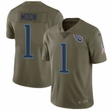 Men's Nike Tennessee Titans #1 Warren Moon Limited Olive 2017 Salute to Service NFL Jersey