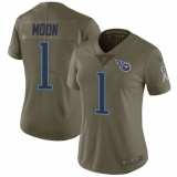 Women's Nike Tennessee Titans #1 Warren Moon Limited Olive 2017 Salute to Service NFL Jersey