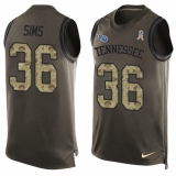 Men's Nike Tennessee Titans #36 LeShaun Sims Limited Green Salute to Service Tank Top NFL Jersey