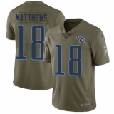 Youth Nike Tennessee Titans #18 Rishard Matthews Limited Olive 2017 Salute to Service NFL Jersey