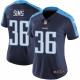 Women's Nike Tennessee Titans #36 LeShaun Sims Navy Blue Alternate Vapor Untouchable Elite Player NFL Jersey