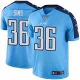 Men's Nike Tennessee Titans #36 LeShaun Sims Elite Light Blue Rush Vapor Untouchable NFL Jersey
