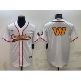 Men's Washington Commanders White Team Big Logo With Patch Cool Base Stitched Baseball Jersey