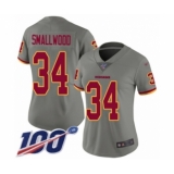Women's Washington Redskins #34 Wendell Smallwood Limited Gray Inverted Legend 100th Season Football Jersey