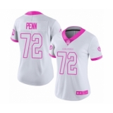 Women's Washington Redskins #72 Donald Penn Limited White Pink Rush Fashion Football Jersey