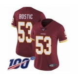 Women's Washington Redskins #53 Jon Bostic Burgundy Red Team Color Vapor Untouchable Limited Player 100th Season Football Jersey