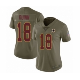 Women's Washington Redskins #18 Trey Quinn Limited Olive 2017 Salute to Service Football Jersey