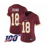 Women's Washington Redskins #18 Trey Quinn Burgundy Red Team Color Vapor Untouchable Limited Player 100th Season Football Jersey