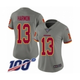 Women's Washington Redskins #13 Kelvin Harmon Limited Gray Inverted Legend 100th Season Football Jersey