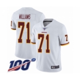 Men's Washington Redskins #71 Trent Williams White Vapor Untouchable Limited Player 100th Season Football Jersey