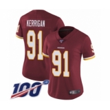 Women's Washington Redskins #91 Ryan Kerrigan Burgundy Red Team Color Vapor Untouchable Limited Player 100th Season Football Jersey