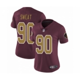 Women's Washington Redskins #90 Montez Sweat Burgundy Red Gold Number Alternate 80TH Anniversary Vapor Untouchable Limited Player Football Jersey
