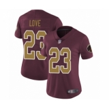 Women's Washington Redskins #23 Bryce Love Burgundy Red Gold Number Alternate 80TH Anniversary Vapor Untouchable Limited Player Football Jersey