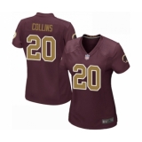 Women's Washington Redskins #20 Landon Collins Game Burgundy Red Gold Number Alternate 80TH Anniversary Football Jersey