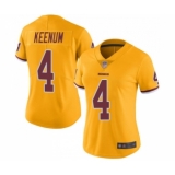 Women's Washington Redskins #4 Case Keenum Limited Gold Rush Vapor Untouchable Football Jersey