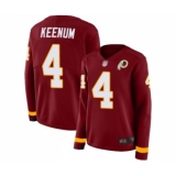 Women's Washington Redskins #4 Case Keenum Limited Burgundy Therma Long Sleeve Football Jersey