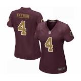 Women's Washington Redskins #4 Case Keenum Game Burgundy Red Gold Number Alternate 80TH Anniversary Football Jersey