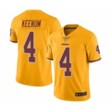 Men's Washington Redskins #4 Case Keenum Limited Gold Rush Vapor Untouchable Football Jersey