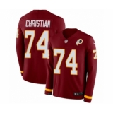 Men's Nike Washington Redskins #74 Geron Christian Limited Burgundy Therma Long Sleeve NFL Jersey