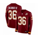 Men's Nike Washington Redskins #36 D.J. Swearinger Limited Burgundy Therma Long Sleeve NFL Jersey