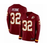 Men's Nike Washington Redskins #32 Samaje Perine Limited Burgundy Therma Long Sleeve NFL Jersey