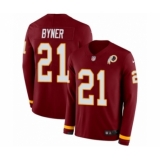 Men's Nike Washington Redskins #21 Earnest Byner Limited Burgundy Therma Long Sleeve NFL Jersey