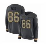 Women's Nike Washington Redskins #86 Jordan Reed Limited Black Salute to Service Therma Long Sleeve NFL Jersey
