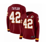 Women's Nike Washington Redskins #42 Charley Taylor Limited Burgundy Therma Long Sleeve NFL Jersey