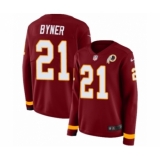 Women's Nike Washington Redskins #21 Earnest Byner Limited Burgundy Therma Long Sleeve NFL Jersey