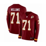 Youth Nike Washington Redskins #71 Trent Williams Limited Burgundy Therma Long Sleeve NFL Jersey