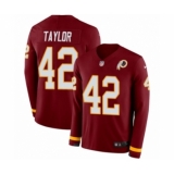Youth Nike Washington Redskins #42 Charley Taylor Limited Burgundy Therma Long Sleeve NFL Jersey