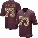 Men's Nike Washington Redskins #73 Chase Roullier Game Burgundy Red Gold Number Alternate 80TH Anniversary NFL Jersey