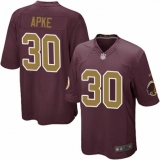 Men's Nike Washington Redskins #30 Troy Apke Game Burgundy Red/Gold Number Alternate 80TH Anniversary NFL Jersey