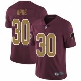 Men's Nike Washington Redskins #30 Troy Apke Burgundy Red/Gold Number Alternate 80TH Anniversary Vapor Untouchable Limited Player NFL Jersey