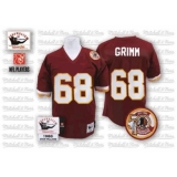 Mitchell and Ness Washington Redskins #68 Russ Grimm Burgundy Red Team Color With 50TH Patch Patch Authentic Throwback NFL Jersey