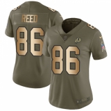 Women's Nike Washington Redskins #86 Jordan Reed Limited Olive/Gold 2017 Salute to Service NFL Jersey