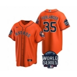 Men's Houston Astros #35 Justin Verlander 2021 Orange World Series Cool Base Stitched Baseball Jersey